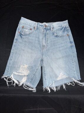 pistola Light Wash Distressed Denim Shorts